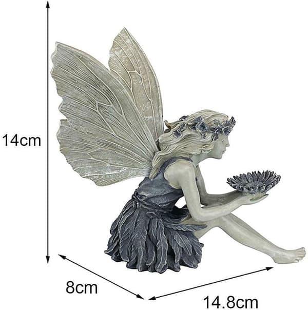 Havensiddende fe-statue ornament harpiks håndværk landskabsdesign haveindretningsfigur