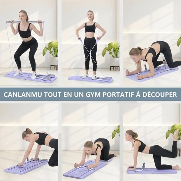 Pilatesbræt - Pilates-sæt, foldbart og multifunktionelt Pilatesbræt, 5-i-1 Pilatesbræt - Lilla
