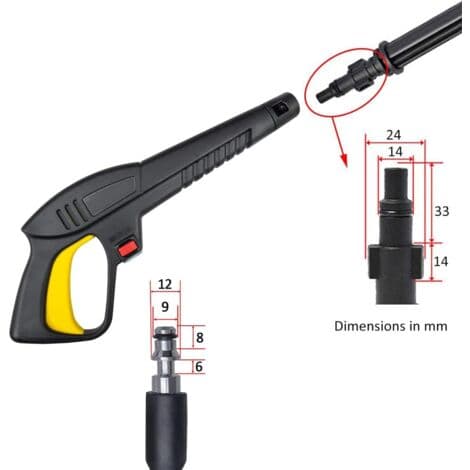 Högtryckspistol 165 x 440 x 35 mm – Kompatibel med Einhell och Parkside högtryckstvättar – Max tryck 160 bar – Snabbkoppling