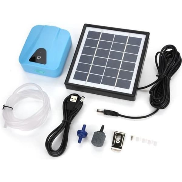 Vattentät USB Solar Akvarieluftpump med Syre - Blå - 10 x 8 x 3.5 cm