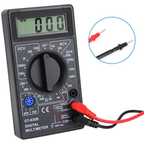 DT-830B Bærbart LCD Digitalt Multimeter – Måler AC/DC spænding op til 1000V – 10A strøm – 2000kΩ modstand – Overbelastningsbeskyttelse