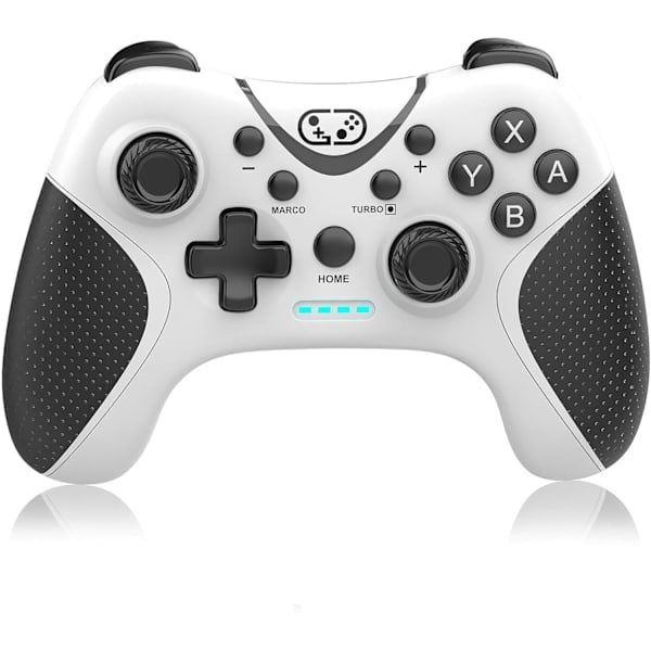 Switch Controller Bluetooth Switch Pro Controller för Switch/Lite/OLED/PC Window, PC Game Controller med programmerbara knappar, väckningsfunktion vit White