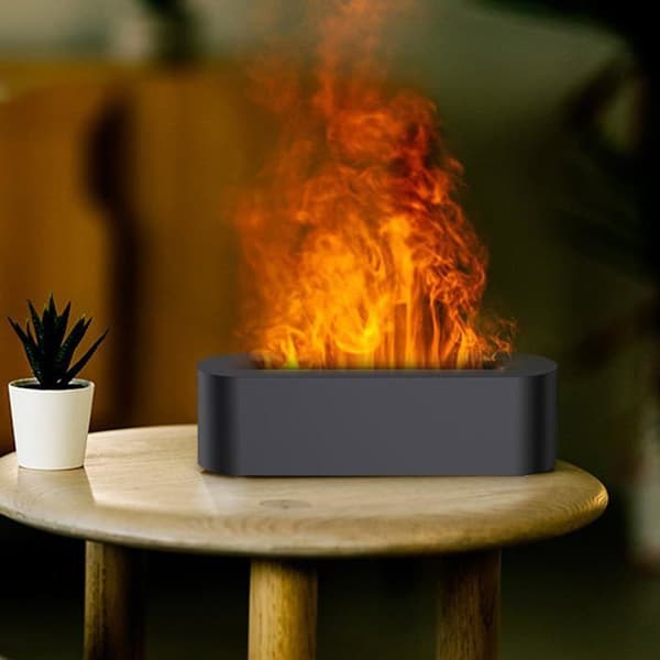 Æterisk oliediffuser, aromadiffuser med flammeeffekt, 7 farver, flammeeffekt, æterisk oliediffuser