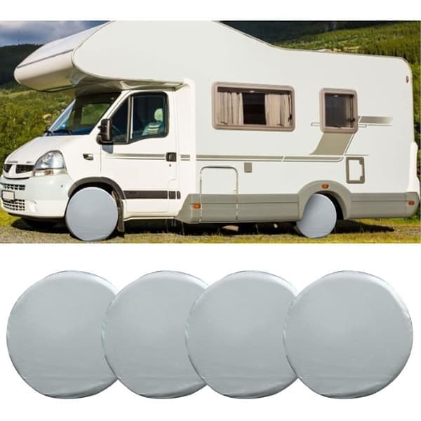 Dpzo - Sæt med 4 vandtætte dækovertræk 27-29 tommer - Polyester med bomuldsfor - Til trailer, autocamper, bil, lastbil