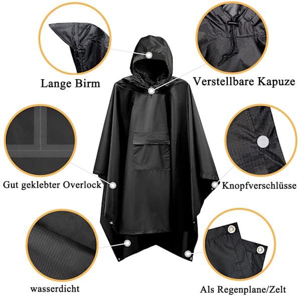 Regnponcho til kvinder og mænd, vandtætte regnjakker, regn