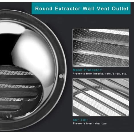 150 mm rund ventilationsrist – 304 rustfrit stål – insektnet – til husholdnings- og industrielle ventilationssystemer