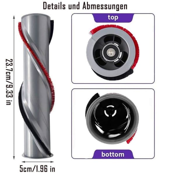 Børsterulle til Dyson V11, udskiftningsrulle til Dyson V11 støvsuger, (3-benet drev, 50 mm)