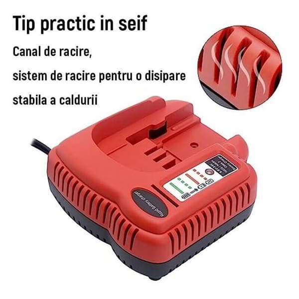 Black & Decker Kompatibel Hurtig Batterioplader, 9.6V/24V, Temperatur- og Kredsløbsbeskyttelse, PC Materiale (Rød)