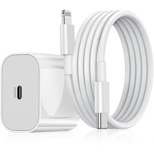 iPhone hurtiglader 20W USB-C strømadapter med 2m ladekabel Hvit (1st Laddare & 1st 2m laddkabel)