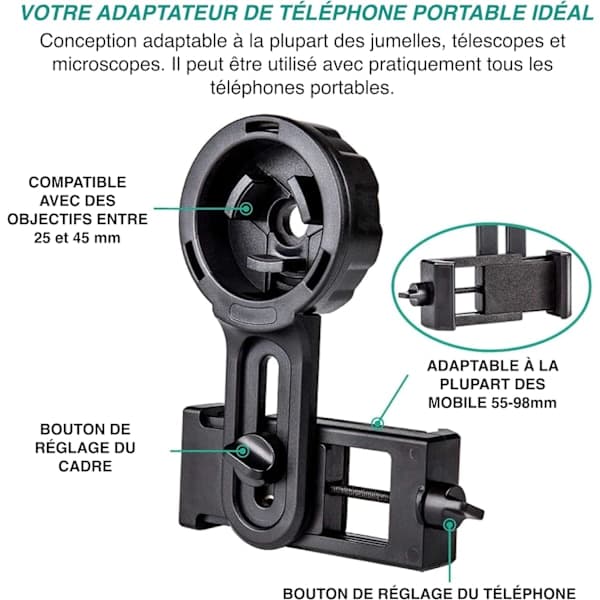 Telefonadapter Pro til kikkerter, monokular, teleskop og mikroskop