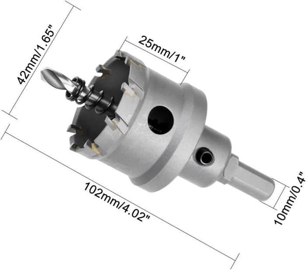 Hulsave i hårdmetal 42 mm TCT til 5 mm rustfri stålplade