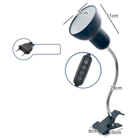 E27 varmelampe til krybdyr – UVA/UVB med 2T/4T/6T timer – 360° roterende rør – temperaturkontrol