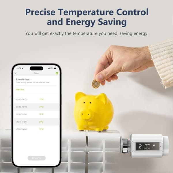 Smart Radiator Termostathoved - Bluetooth-forbindelse (HUB PÅKRÆVET), Smart Termostat til Varmtvandsradiatorer