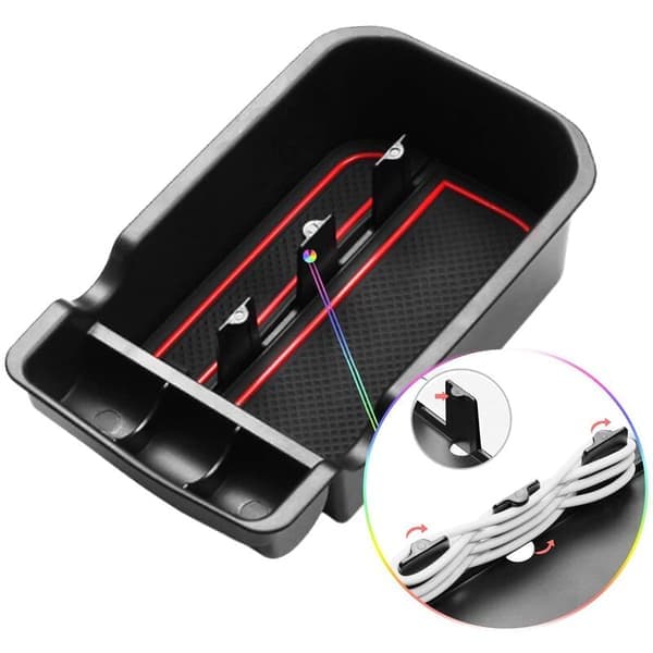 til Compass 2017-2019 Bil Centerkonsol Opbevaringsboks Rum Organizer med USB-hul og Møntsprække