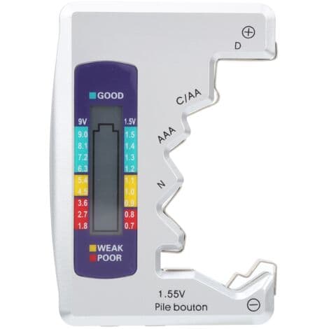 Batteritester, Universal Batterikontrol, Lille Batteritester til Lithium C/D/9V/AA/AAA/1.5V Batterier - Batteritester til Husholdningsbatterier