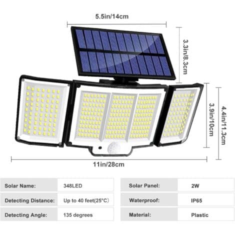 1 stk Utendørs Solcellelampe 1500lm IP65 Sensor 270° 3 Moduser Kraftig Utendørs Solcellelys Kraftig Utendørs Solcellebelysning