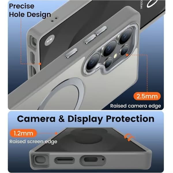 Deksel til Samsung S25 Ultra, 3-meters fallbeskyttelse, MagSafe-kompatibelt, Grått Samsung S25 Ultra Gris