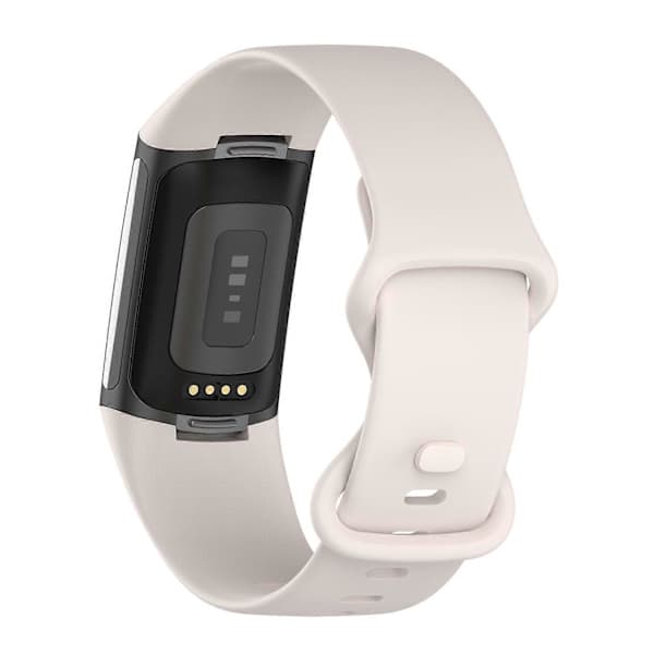 Fitbit Charge 6 / 5 xDfind silikoniranneke Moon White L