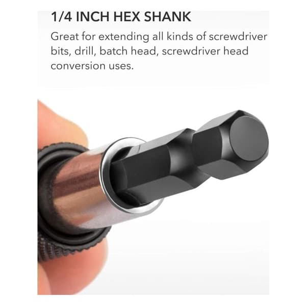 Lynskift bitholder, magnetisk boreforlænger, 1/4\", nøglering, borehovedadapter, bore sekskantet skaftsæt, skruetrækkerbits, 3 dele