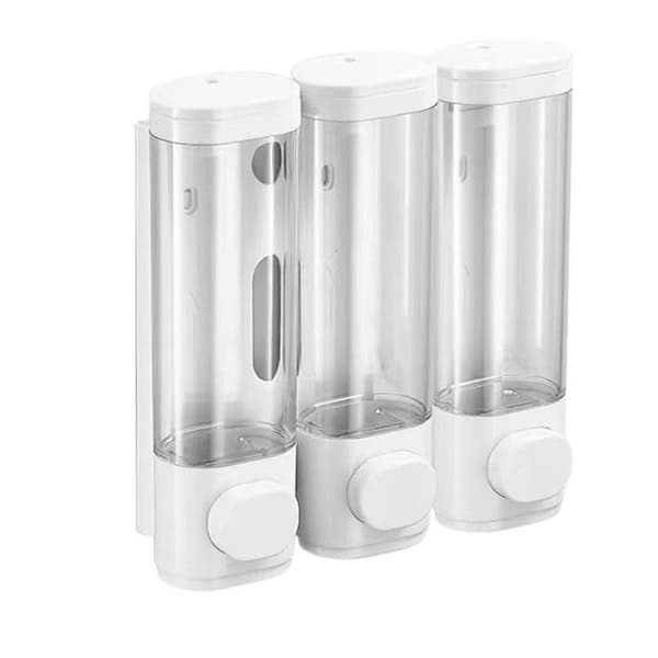 Tvåldispenser Väggmonterad - 3-kammar duschdispenser 300ml x3, för schampo & tvål Silver Silver