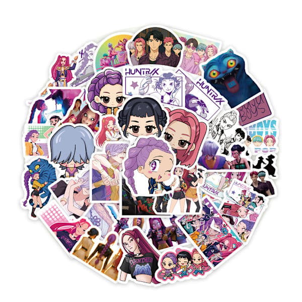 74 ark Grenseoverskridende k-pop Devil Hunting Group Devil Man Group Tegneseriefigur Graffiti Klistremerke DIY Kreativ Datamaskin Witch Hunt B14 sheets in a loop