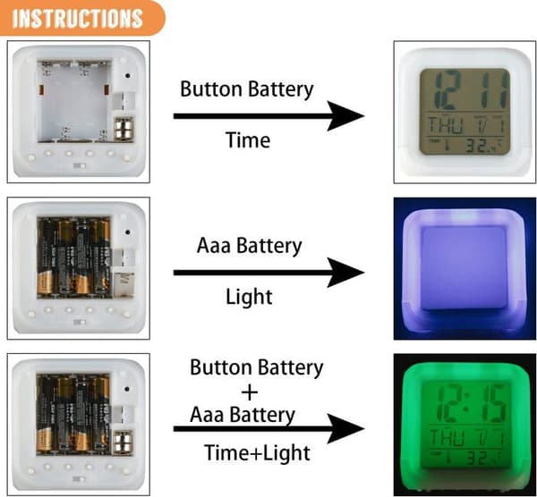 Digital Vekkerklokke - Stitch - Blå - LED Nattlys - USB Oppladbar - Smart