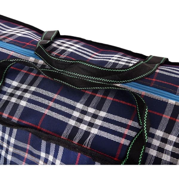 Set med 4 återanvändbara förvaringsväskor i polypropen – 70 x 50 x 20 cm – Tvättväskor med dubbel dragkedja – Blå och röd