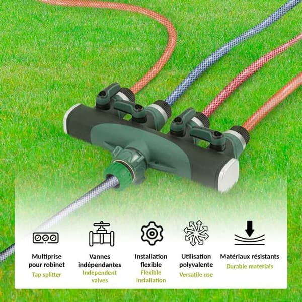 4-veis kranadapter med individuelle ventiler - Krom