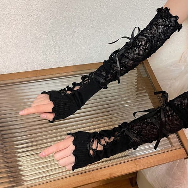 Punkhandsker Fingerløse Luffer SORT Sort Black