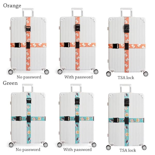 Bagageremmar Packrem GRÖN TSA-LÅS TSA-LÅS grön TSA-lås-TSA-lås green TSA lock-TSA lock