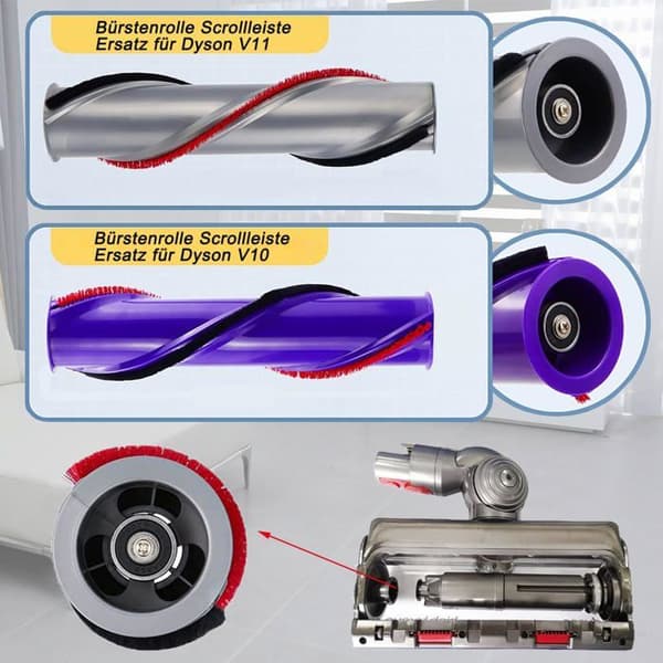 Børsterulle til Dyson V11, udskiftningsrulle til Dyson V11 støvsuger, (3-benet drev, 50 mm)