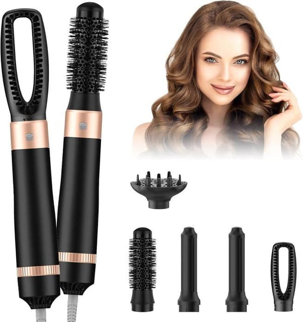 Air Styler 5-i-1, hårføner, luftkrøller, hårfønerbørste, rettetangbørste for krølling, retting