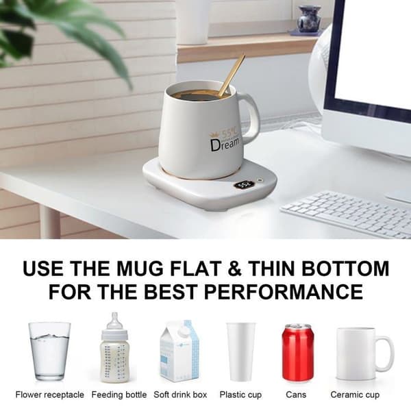 Elektrisk kaffekopvarmer, smart tekopvarmer, til kontoret med 3 temperaturindstillinger, USB kopvarmer