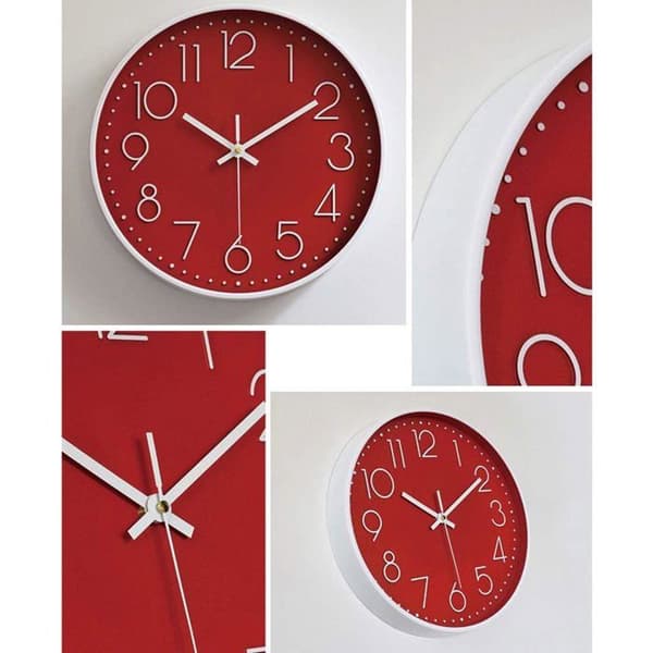 Väggklocka - LAKDD - 30 cm - Tyst - Modern dekoration - Röd