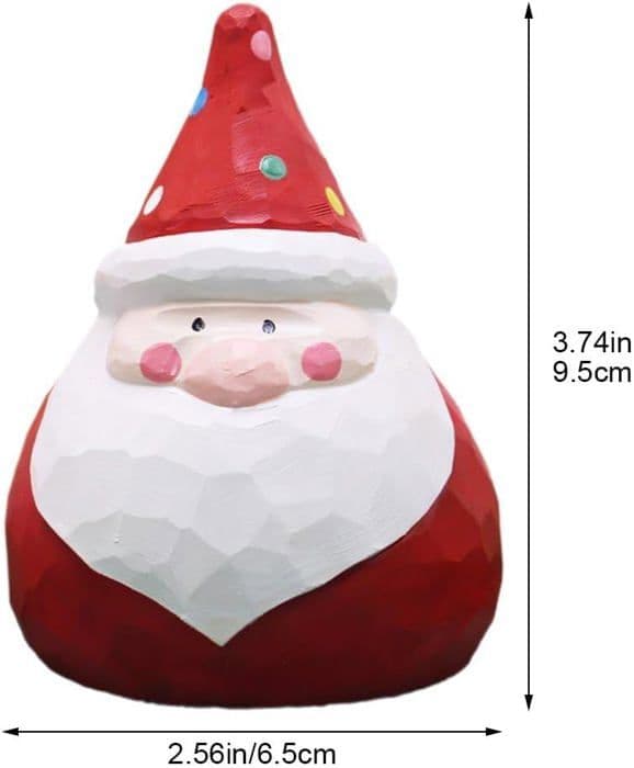 Julepynt i træ til skrivebordet, stående julemandsfigur i træ, pejsedekoration, julemand