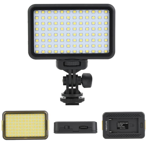 Plast 96LED 3200-6000K Kamera LED Videolys Sæt med Batteri og Oplader