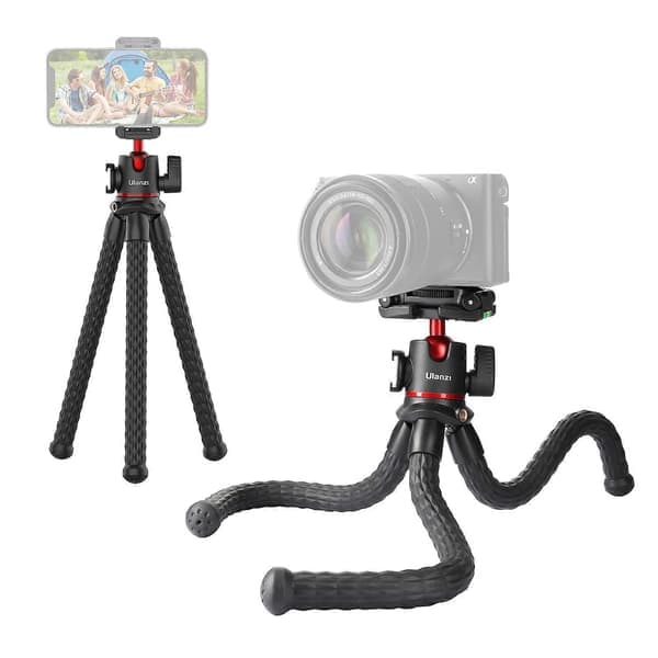ULANZI MT-33 Multifunktionelt Fleksibelt Mini Blæksprutte Stativ med Hot Shoe Mount 360° Roterbart Panoramahoved Quick Release Plade Maks. 2KG Bæreevne