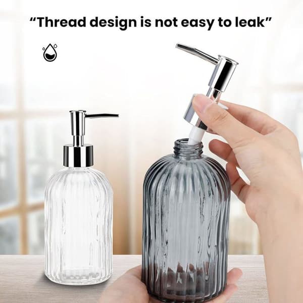 Flytande Tvåldispenser, Tvåldispenser i Glas med Handpump, 2-pack Påfyllningsbar Vätska, Vit + Grå, 400ml
