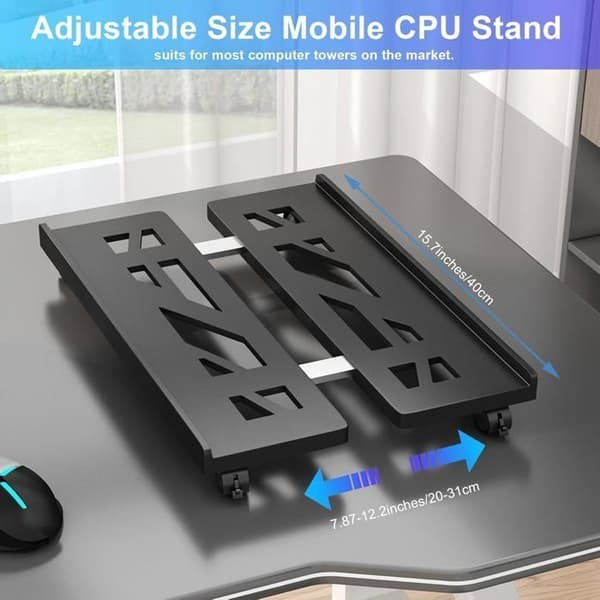 Universal CPU-holder til PC, stationær computer, justerbar CPU-holder, med låsbare drejehjul