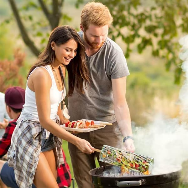 Grillkurve i rustfrit stål med stativ 30CM 30 cm 30