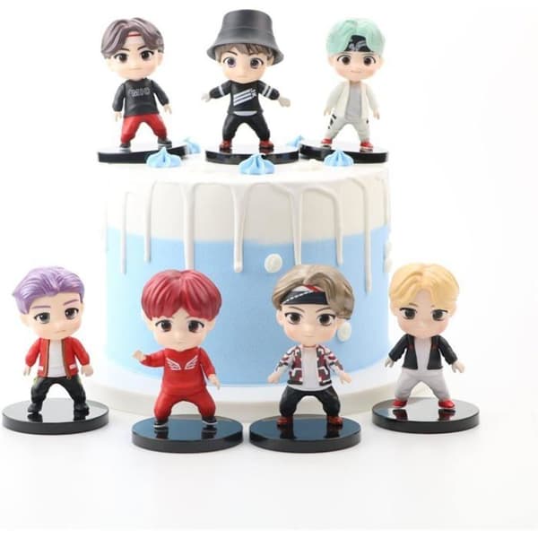 7 stk. BTS Youth League kagepynt - Q-version Idol-karakter bilkagepynt - BTS-figur (B)