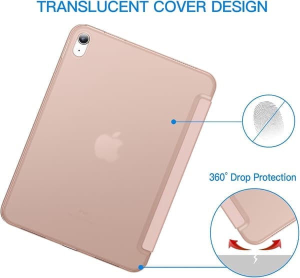 iPad (A16) 11:e/10:e generationen (2025/2022), Slim Stand Hard Case Baksida (Roseguld)