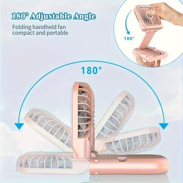 Premium ultra-stille foldbar mini halsventilator, USB genopladelig (pink)