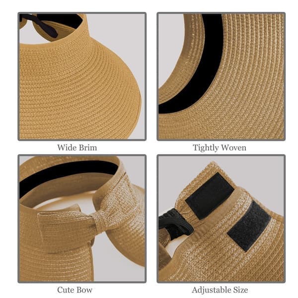 Sammenfoldelig solhat til kvinder med bred skygge UPF80+ - Åndbart og let design, perfekt sommerhat til strand, rejser og udendørs aktiviteter sort black