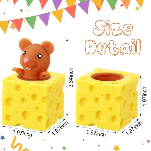 Ost Squishy Mus Stressbold, Blødt Sensorisk Klemmelegetøj med Høj Elasticitet, Strækbart Fidget Legetøj til Stresslindring og Afslapning 2pcs