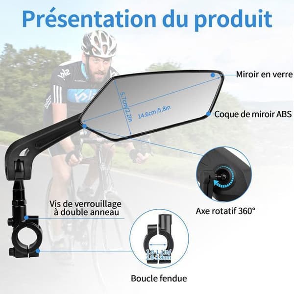Elcykelspejle, foldbare, styrkompatible, HD 20-24 mm, cykelsikkerhedsbeskyttelse