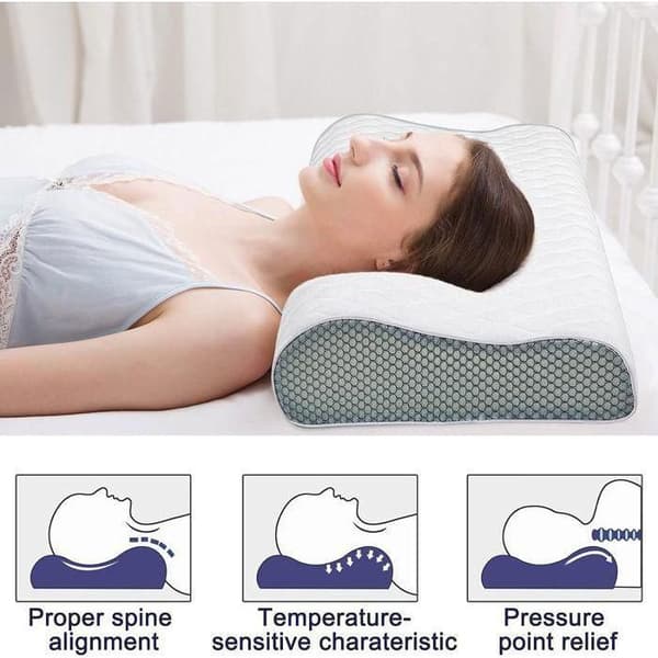 Memory Foam Cervicalpute, Komfortabel Ergonomisk Bueformet Pute, Ortopedisk Pute for Sove