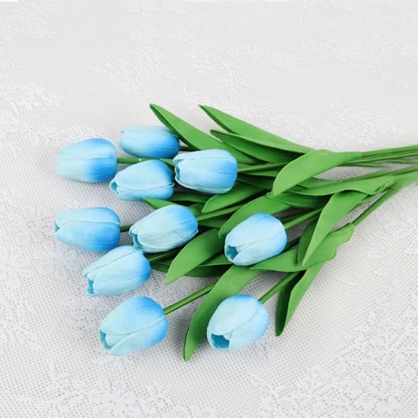 Kunstige silkeblomster, tulipaner, BLÅ blå blue