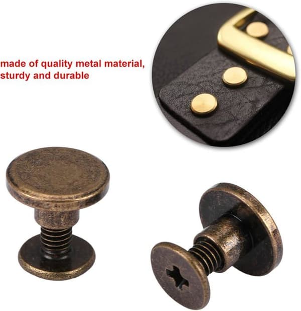 Lädernit - HANDEIU - 5mm - Slitstark mässing - 20st - Skruvar ingår
