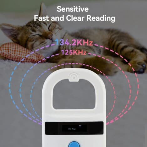 Kæledyrs-ID-læser, bærbar genopladelig RFID-chipscanner til kæledyr